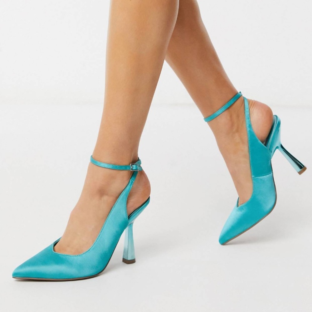ASOS satin high heeled shoes in blue